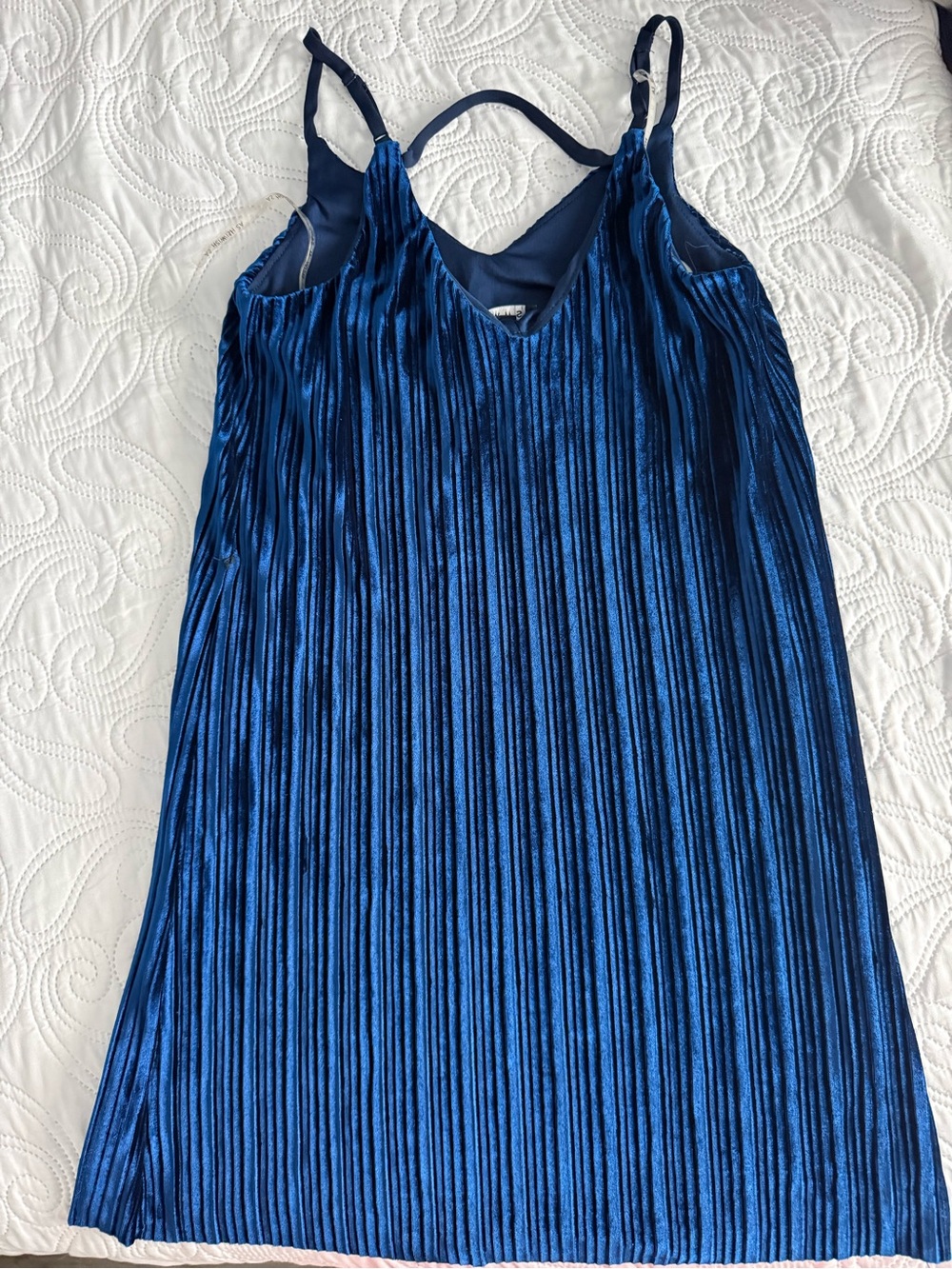 As U Wish Shimmer Royal Blue Pleated Mini Dress